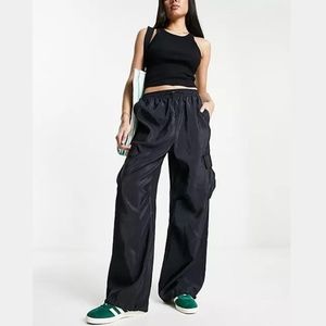 Oversize Wide Leg Parachute Soft Fleece Cargo Pants